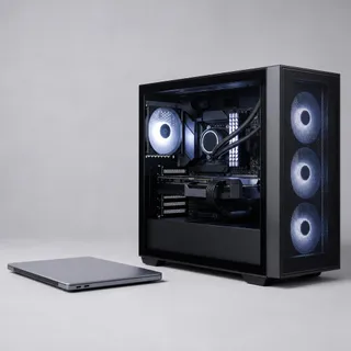 Gaming-PC mit Glasseite und Lüftern